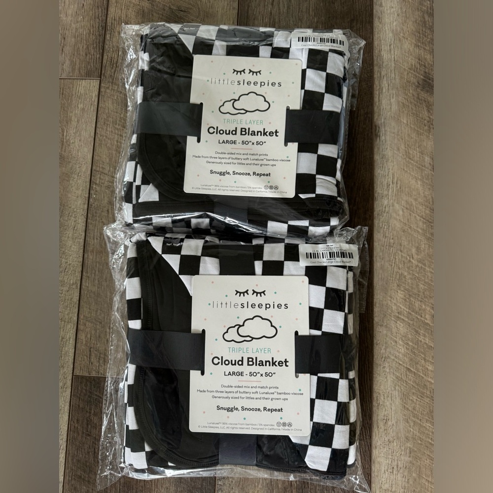 🏁 Little Sleepies Cool Checks Large Bamboo Cloud Blanket Limited Edition NEW - Picture 6 of 6